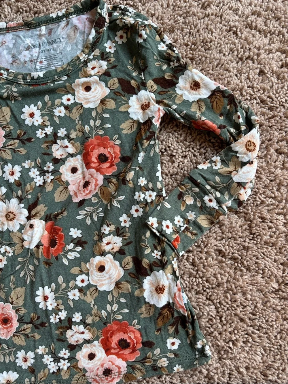 3T-4T Floral Long Sleeve Pajama Set: Posh Peanut